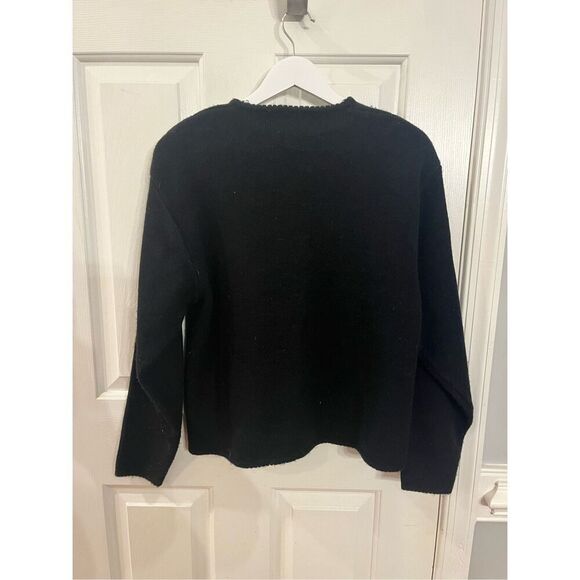 Vintage Tally-Ho Black Acrylic Gold Button Cardigan Sweater sz L - Picture 4 of 4